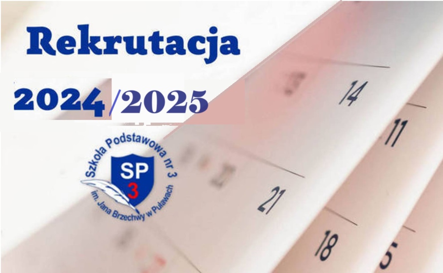 Plakat z napisem Rekrutacja i podanym rokiem szkolnym 2024/2025